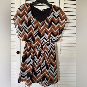 ⭐️Chevron Patterned Brown and Black Dress
